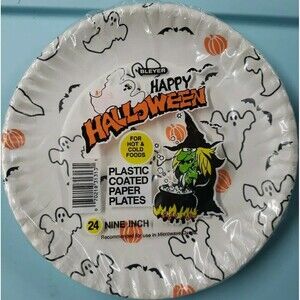 Halloween Ghosts bats and pumpkins Bleyer 24 Paper Plates Party Trick Or Treat